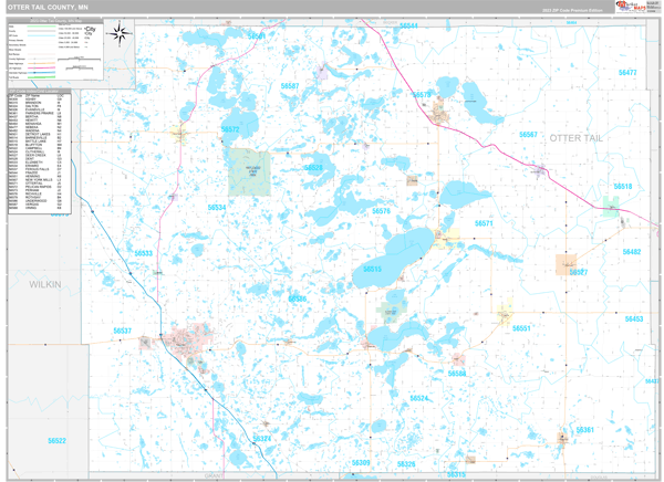 Otter Tail County, MN Carrier Route Wall Map